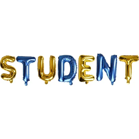 Student Ballongirlande i Blå & Guld - Folieballon