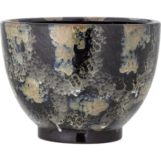 Sayed Urtepotteskjuler – Hånddekoreret stentøj (blå/mørk)