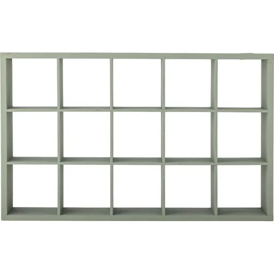 Preston væghylde i fyrretræ - støvet grøn