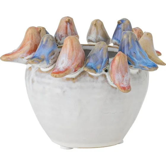 Bloomingville Eanna urtepotte i stentøj Ø12,5 cm - grå