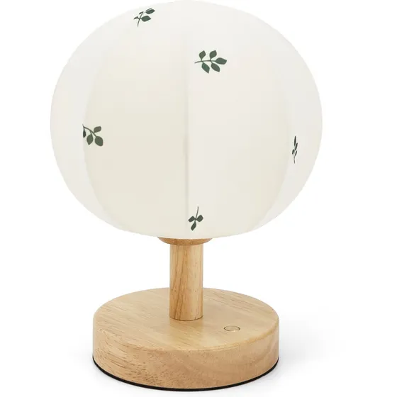 Moonboon Leaf natlampe med træfod og jersey-skærm