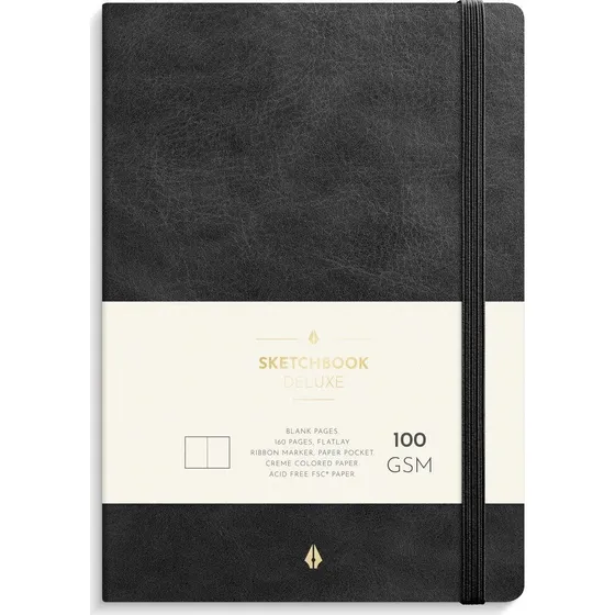 Burde Notebook Deluxe A5 Blank Black