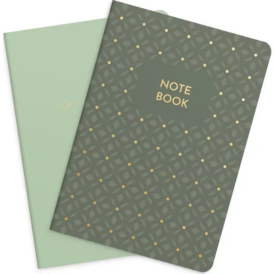 Burde Notebook Green & Pattern 2-pak