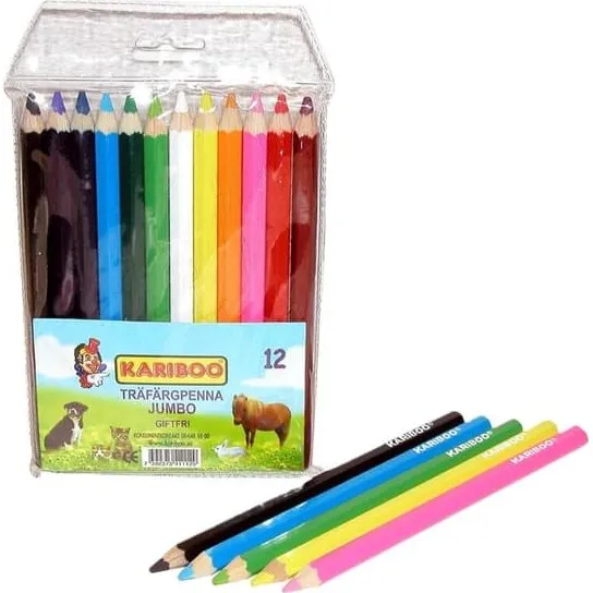 Kariboo Jumbo Træ farveblyanter - 12 stk.