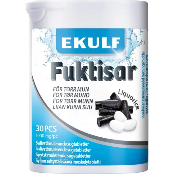 EKULF Fuktisar Liquorice - 30 sugetabletter mod tør mund