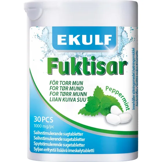 EKULF Fuktisar Peppermint - Sukkerfri sugetabletter mod tør mund (30 stk)