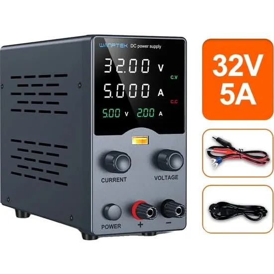 GA305H DC Strømforsyning 32V 5A med Digital LED Skærm, Sort