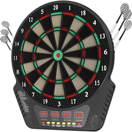 Elektronisk Darttavle med LED-display - 27 spil - Sort