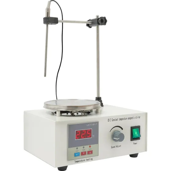 Magneetisk laboratorie-omrører med temperaturstyring, hvid