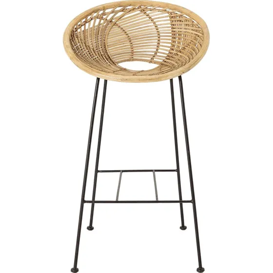 Bloomingville Yonne barstol - rattan & jern, natur