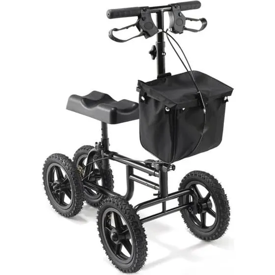 Sammenklappelig Knæ Scooter med Styrbar Walker og 12 Hjul