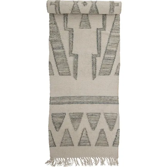 Delara Uldtæppe 60x240 cm – Støvet grøn