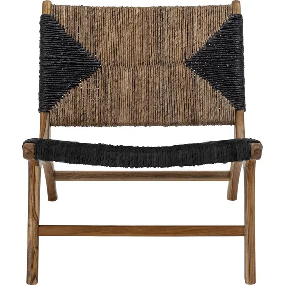 Grant Loungestol i Teak med Sort/Naturligt Sæde
