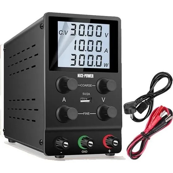 Laboratorie Reguleret Strømforsyning 30V 10A med LCD-display
