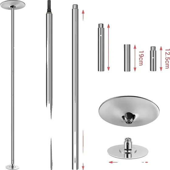 Stripperstang i rustfrit stål, 2,35-2,74 m, 45 mm diameter