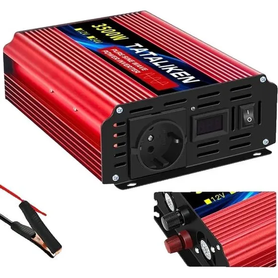 Ren Sinus Inverter 4000W - 12V til 230V med LCD-skærm