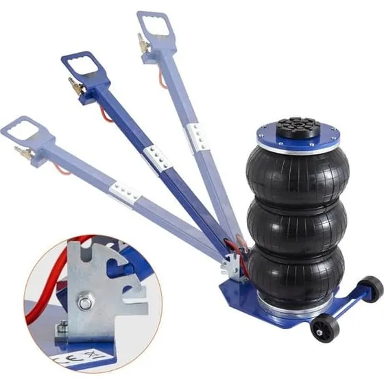 Air Jack 3 tons Triple Luftpose Donkraft med 6 Stålrør
