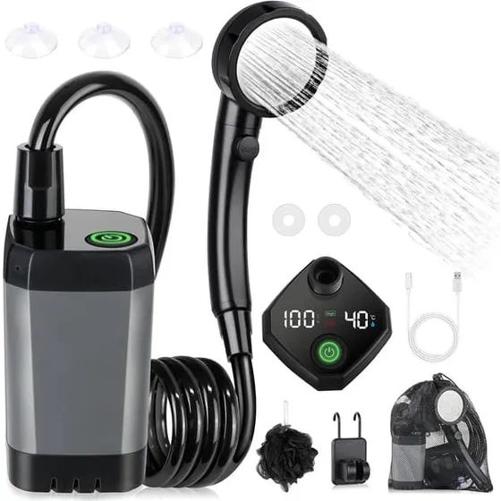 Bærbar Campingbruser - Genopladelig 8000mAh - Sort