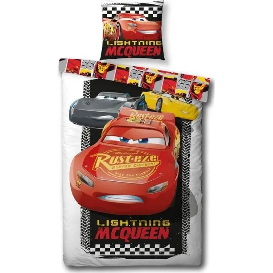 Cars sengetøj 140x200 cm - 2-i-1 design, 100% bomuld