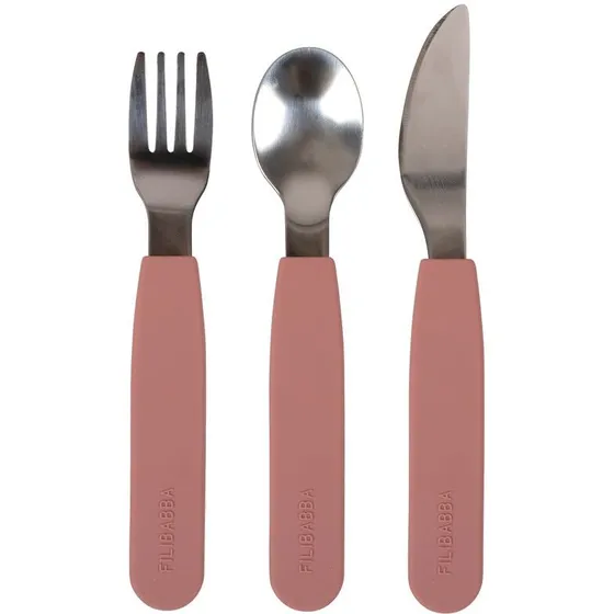Filibabba Silikonebestiksæt Rose (1 sæt)