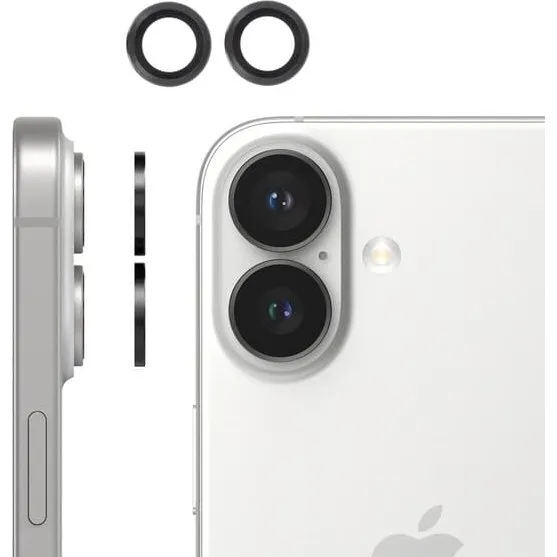 2-pak iPhone 16 Plus 9H Kamerabeskyttelse med aluminiumsramme