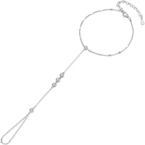SilverBeads Sølvarmbånd med ring og krystaller i 925 sterlingsølv