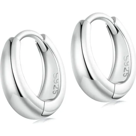 SilverBeads Minimalistiske 925 sølv hoops med trykknap