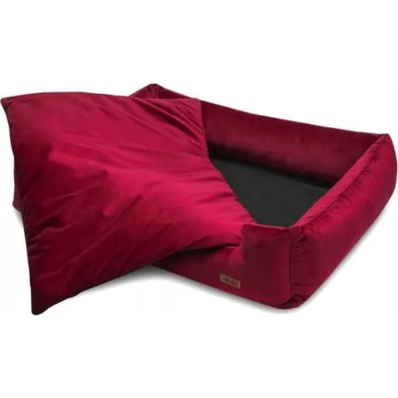 HUGGY DOGGY Premium Fløjl Hundeseng - Bordeaux, M