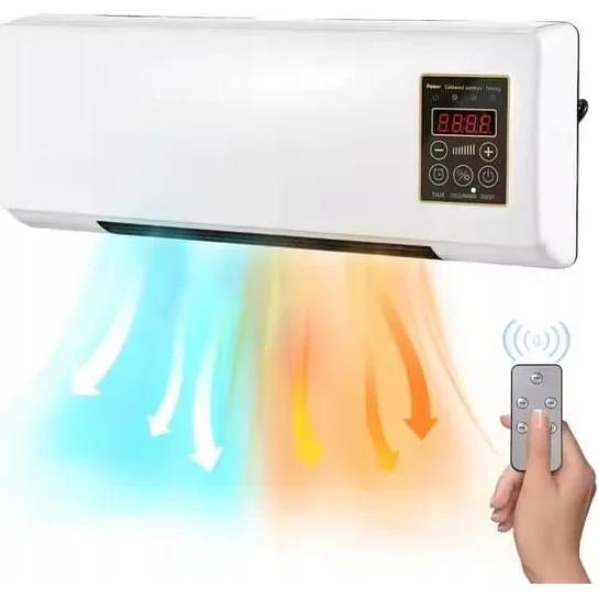 ADM Vægluftgardin med fjernbetjening - 1200W opvarmning & køling