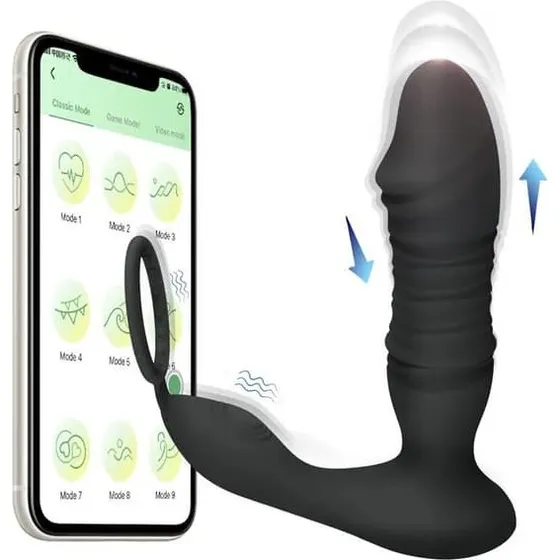 Prostate Massager med Thrusting, App-styring og Penisring