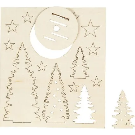 Saml-selv træfigur - Juletræer 20x17 cm, 3 mm