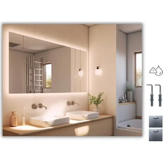 JM-Glass Bagbelyst LED spejl 105x70 IP65 vandtæt