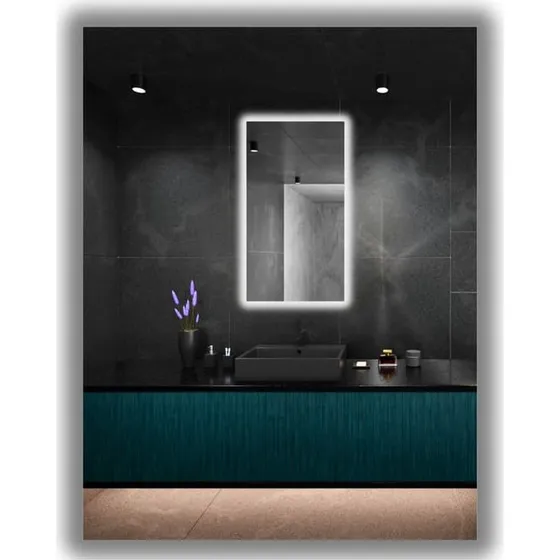 JM-Glass Bagbelyst LED-spejl 40x80 IP65 vandtæt