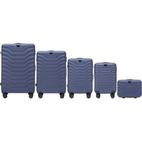 Wings Blå 5-delt Rejsesæt - Robust ABS Trolley med 4 hjul