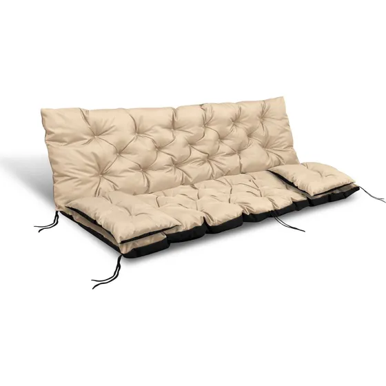 Havepude Sæt Beige 100x60x50 cm + 2 puder til bænk og gynge