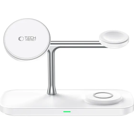 Tech-Protect QI15W-A45 3-i-1 MagSafe Trådløs Oplader, Hvid