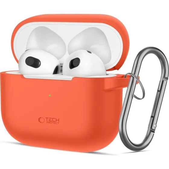 Tech-Protect Silikone Etui med Karabinhage til Apple AirPods 3 - Orange