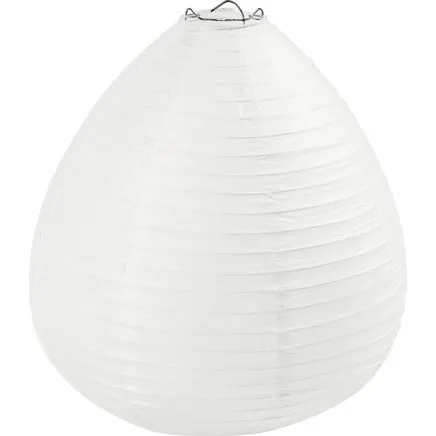Rispapirlampe Dråbe H27 Ø25 cm – Hvid
