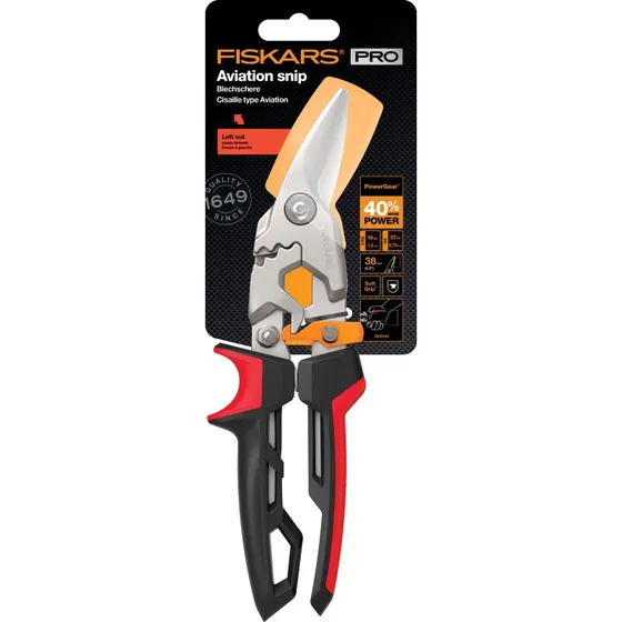 Fiskars PowerGear Pro Aviation Snip – Venstrekut (Pladesaks)