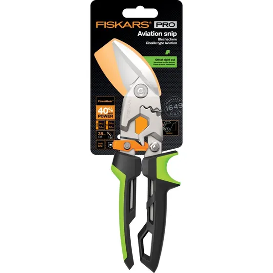 Fiskars PowerGear Aviation Snip Offset - Højreklip