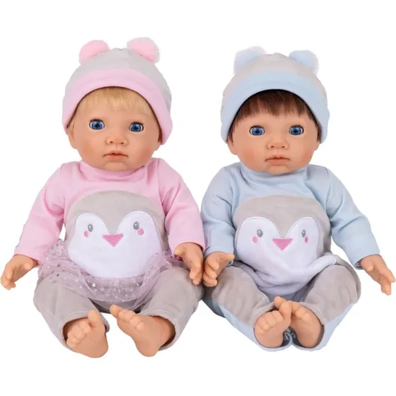 Tiny Treasures Babytvillingedukker i pingvin-outfit
