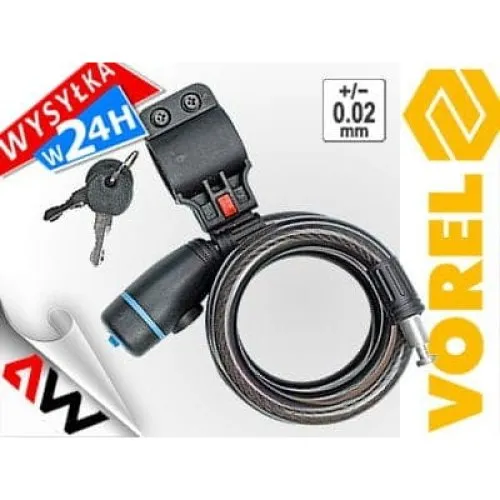 VOREL Cykellås Kabel 12 x 180 cm 77840