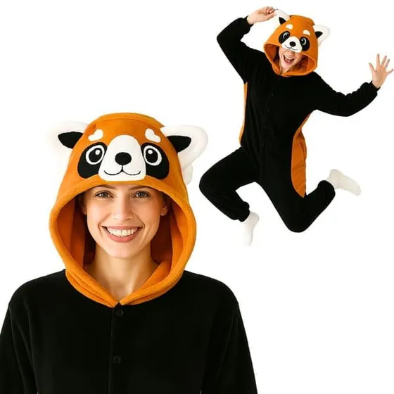 Rød Panda Onesie Kigurumi Pyjamas Kostume XL (175-185cm)