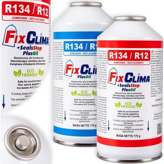 FixClima R134A Kølemiddel + Forseglingmiddel 3-i-1