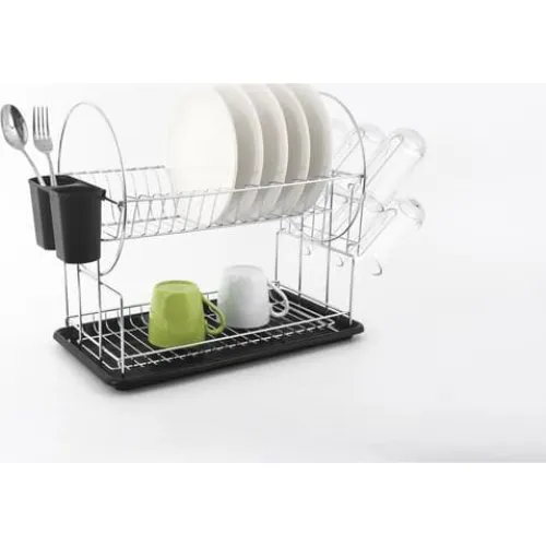 Basic Kitchen Opvaskestativ i metal - Krom/Sort 51x23.5x36.5cm