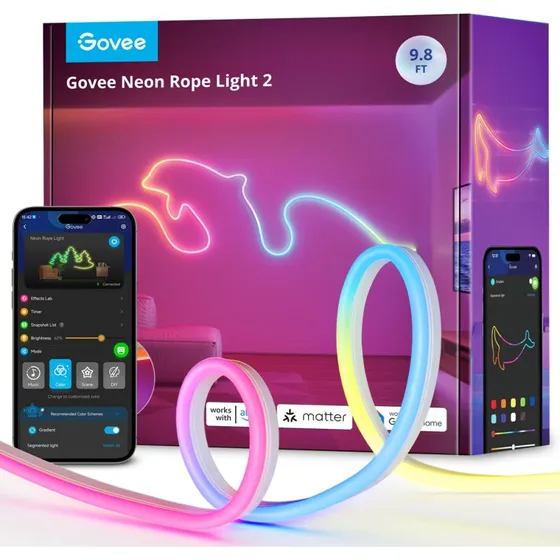 Govee Neon Rope Light 2 - 3 m RGBIC fleksibel LED