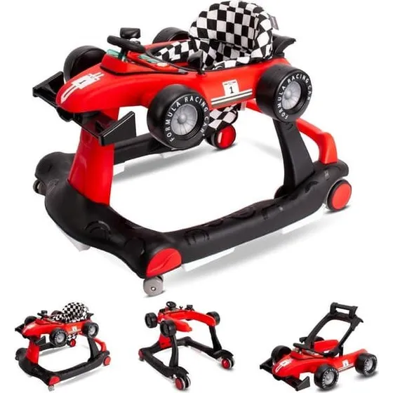 Interaktiv 3-i-1 Formel 1 Racer Gåstol - Rød