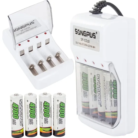 4x Batterioplader til AA og AAA med LED-indikator