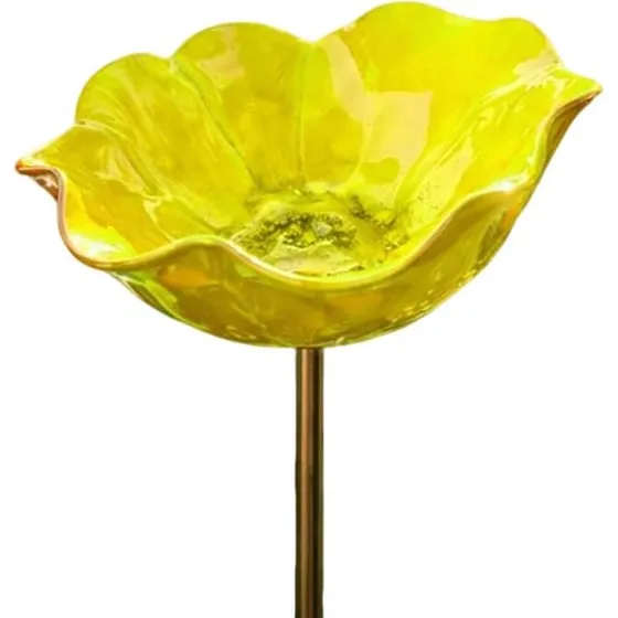Håndlavet blomsterformet metal havestage - Bi-vandstation