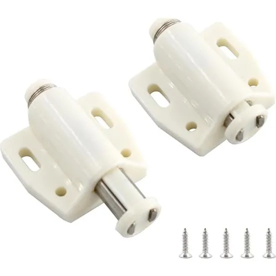 Hvid magnetisk push-to-open lås til skabe og skuffer, 2 stk.